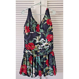 Womens One Piece Swimsuit Plus 3XL Floral Built In Shorts Padded Colorful Floral